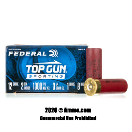 Federal Top Gun 12 Gauge Ammo - 250 Rounds of 1 oz. #8 Shot Ammunition