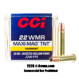Image of CCI Maxi-Mag TNT 22 WMR Ammo - 500 Rounds of 30 Grain JHP Ammunition