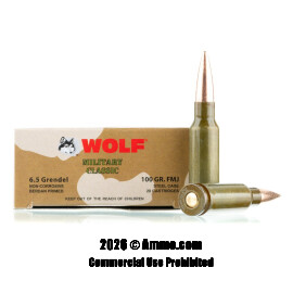 Image of Wolf Military Classic 6.5 Grendel Ammo - 500 Rounds of 100 Grain FMJ Ammunition