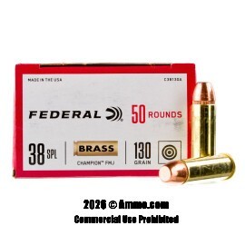Federal Champion 38 Special Ammo - 50 Rounds of 130 Grain FMJ Ammunition
