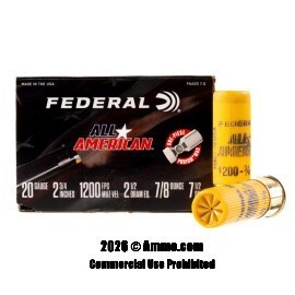 Image of Federal All American 20 Gauge Ammo - 250 Rounds of 7/8 oz. #7-1/2 Shot Ammunition