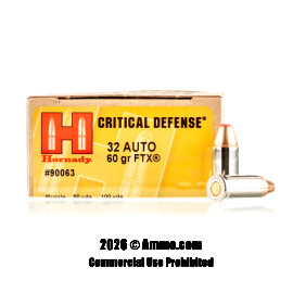 Image of Hornady Critical Defense 32 ACP Ammo - 25 Rounds of 60 Grain FTX Ammunition
