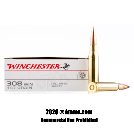 Image of Winchester USA 308 Win Ammo - 200 Rounds of 147 Grain FMJ Ammunition