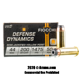 Image of Fiocchi 44 Magnum Ammo - 50 Rounds of 200 Grain JHP Ammunition