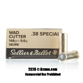 Sellier and Bellot 38 Special Ammo - 50 Rounds of 148 Grain LWC Ammunition