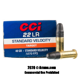 CCI 22 LR Ammo - 5000 Rounds of 40 Grain LRN Standard Velocity Ammunition