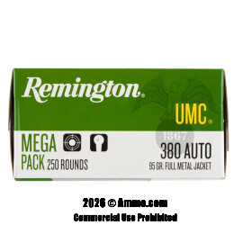Image of Remington 380 ACP Ammo - 250 Rounds of 95 Grain FMJ Ammunition
