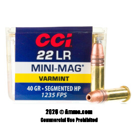 Image of CCI Mini-Mag 22 LR Ammo - 100 Rounds of 40 Grain SHP Ammunition