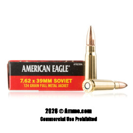 Image of Federal American Eagle 7.62x39 Ammo - 500 Rounds of 124 Grain FMJ Ammunition