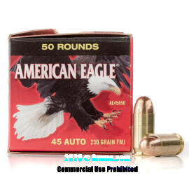 Image of Federal American Eagle 45 ACP Ammo - 50 Rounds of 230 Grain FMJ Ammunition