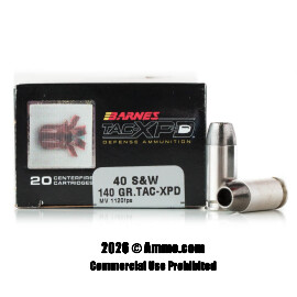 Image of Barnes TAC-XPD 40 S&W Ammo - 20 Rounds of 140 Grain TAC-XP Ammunition