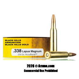 Image of Black Hills Gold 338 Lapua Mag Ammo - 20 Rounds of 250 Grain AccuBond Ammunition