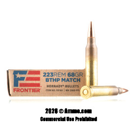 Image of Hornady Frontier 223 Ammo - 20 Rounds of 68 Grain BTHP Match Ammunition