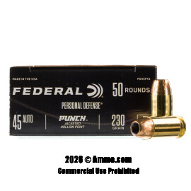 Image of Federal Punch 45 ACP Ammo - 500 Rounds of 230 Grain JHP Ammunition