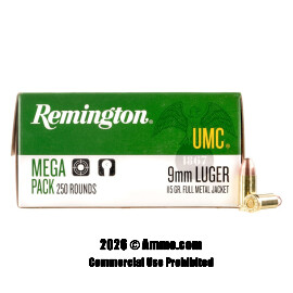Image of Remington 9mm Ammo - 250 Rounds of 115 Grain FMJ Ammunition