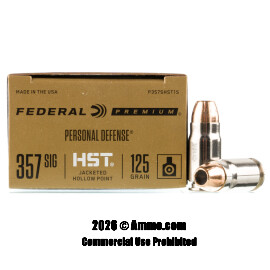 Image of Federal Personal Defense HST 357 SIG Ammo - 20 Rounds of 125 Grain JHP Ammunition