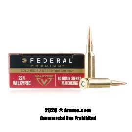 Image of Federal Gold Medal 224 Valkyrie Ammo - 20 Rounds of 90 Grain Sierra MatchKing BTHP Ammunition