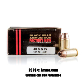 Image of Black Hills Ammunition 40 S&W Ammo - 20 Rounds of 180 Grain JHP Ammunition