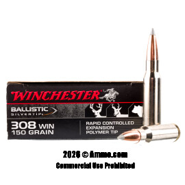 Image of Winchester Ballistic Silvertip 308 Win Ammo - 20 Rounds of 150 Grain Polymer Tip Ammunition