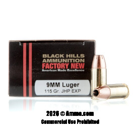 Image of Black Hills Ammunition 9mm Ammo - 20 Rounds of 115 Grain HP Ammunition
