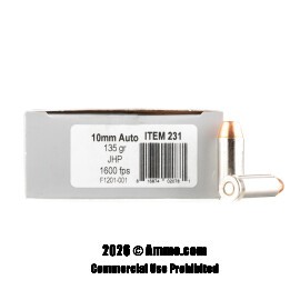 Image of Underwood 10mm Ammo - 20 Rounds of 135 Grain JHP Ammunition