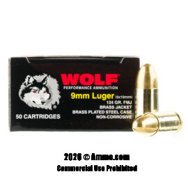 Image of Wolf 9mm Ammo - 1000 Rounds of 124 Grain FMJ Ammunition (STEEL CASES)