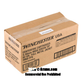 Image of Bulk 5.56x45 Ammo - 1000 Rounds of Bulk 62 Grain Penetrator Ammunition from Winchester