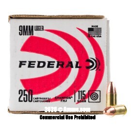 Image of Federal Champion Training 9mm Ammo - 250 Rounds of 115 Grain FMJ Ammunition