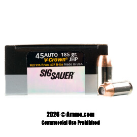 Image of Sig Sauer Elite Performance 45 ACP Ammo - 20 Rounds of 185 Grain JHP Ammunition
