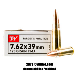 Winchester 7.62x39 Ammo - 20 Rounds of 123 Grain FMJ Ammunition