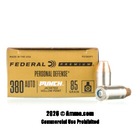 Image of Federal Punch 380 ACP Ammo - 20 Rounds of 85 Grain JHP Ammunition