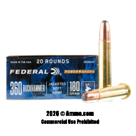 Image of Federal Power-Shok 360 Buckhammer Ammo - 20 Rounds of 180 Grain JSP Ammunition