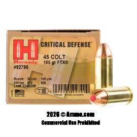 Image of Hornady Critical Defense 45 Long Colt Ammo - 200 Rounds of 185 Grain JHP Ammunition