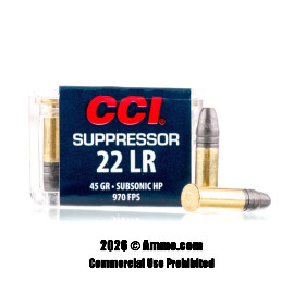Image of CCI Suppressor 22 LR Ammo - 50 Rounds of 45 Grain LHP Ammunition