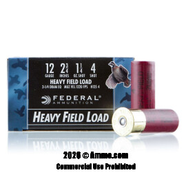 Federal 12 Gauge Ammo - 25 Rounds of 1-1/4 oz. #4 Shot Ammunition