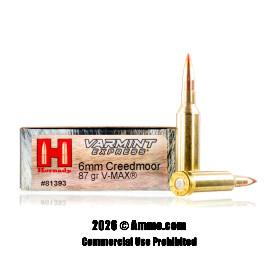 Image of Hornady Varmint Express 6mm Creedmoor Ammo - 20 Rounds of 87 Grain V-MAX Ammunition