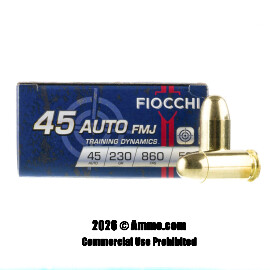 Image of Fiocchi 45 ACP Ammo - 1000 Rounds of 230 Grain FMJ Ammunition