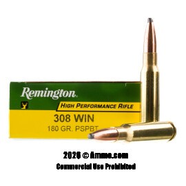 Remington High Performance 308 Win Ammo - 200 Rounds of 180 Grain PSP BT Ammunition