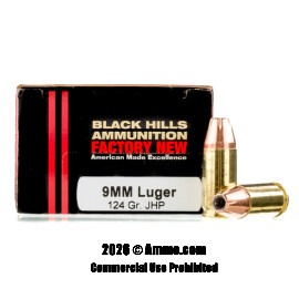 Image of Black Hills Ammunition 9mm Ammo - 20 Rounds of 124 Grain JHP Ammunition