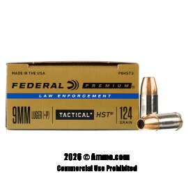 Image of Federal Law Enforcement HST 9mm +P Ammo - 50 Rounds of 124 Grain JHP Ammunition