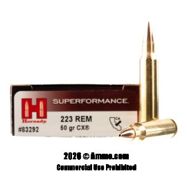 Image of Hornady Superformance 223 Rem Ammo - 20 Rounds of 50 Grain CX Ammunition