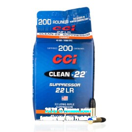 CCI Clean-22 Suppressor 22 LR Ammo - 200 Rounds of 45 Grain Poly-Coated LRN Ammunition