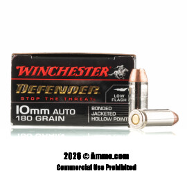 Image of Winchester Defender 10mm Ammo - 20 Rounds of 180 Grain JHP Ammunition