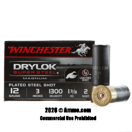 Winchester DryLok Super Steel 12 Gauge Ammo - 25 Rounds of 1-3/8 oz. #2 Shot Ammunition