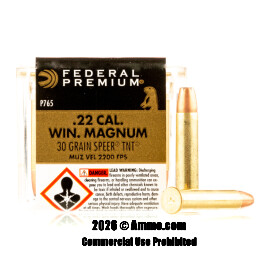 Federal 22 WMR Ammo - 50 Rounds of 30 Grain JHP Ammunition