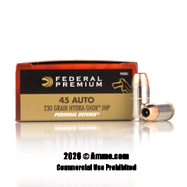 Image of Federal 45 ACP Ammo - 20 Rounds of 230 Grain JHP Ammunition