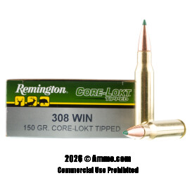 Image of Remington Core-Lokt Tipped 308 Win Ammo - 20 Rounds of 150 Grain Polymer Tip Ammunition