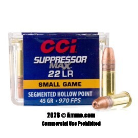 Image of CCI Suppressor Max 22 LR Ammo - 100 Rounds of 45 Grain SHP Ammunition
