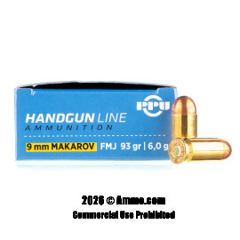 Image of Prvi Partizan 9mm Makarov Ammo - 50 Rounds of 93 Grain FMJ Ammunition