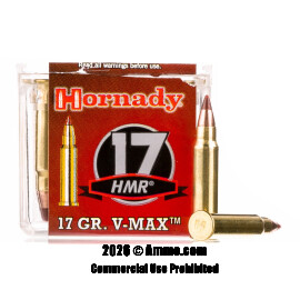 Image of Hornady 17 HMR Ammo - 50 Rounds of 17 Grain V-MAX Ammunition